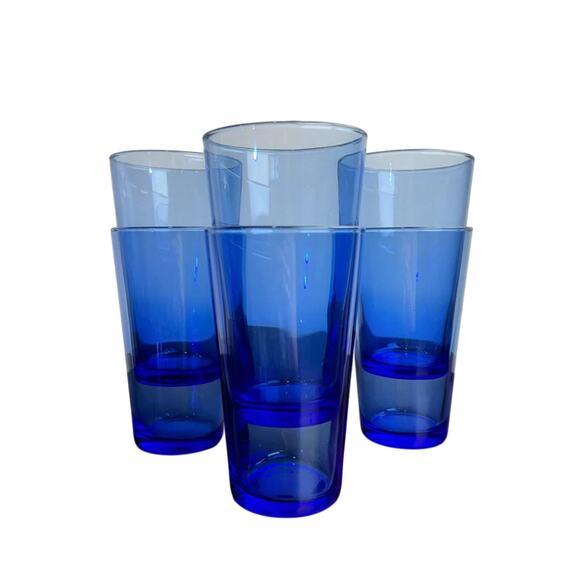 Vintage Libbey Cobalt Blue Drinking Glassware Tumbler Set - Picture 5 of 5